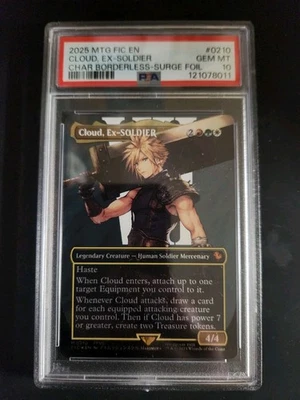 MTG Final Fantasy Cloud, Ex-SOLDIER Borderless Surge Foil PSA 10 #210 - Image 1 of 2