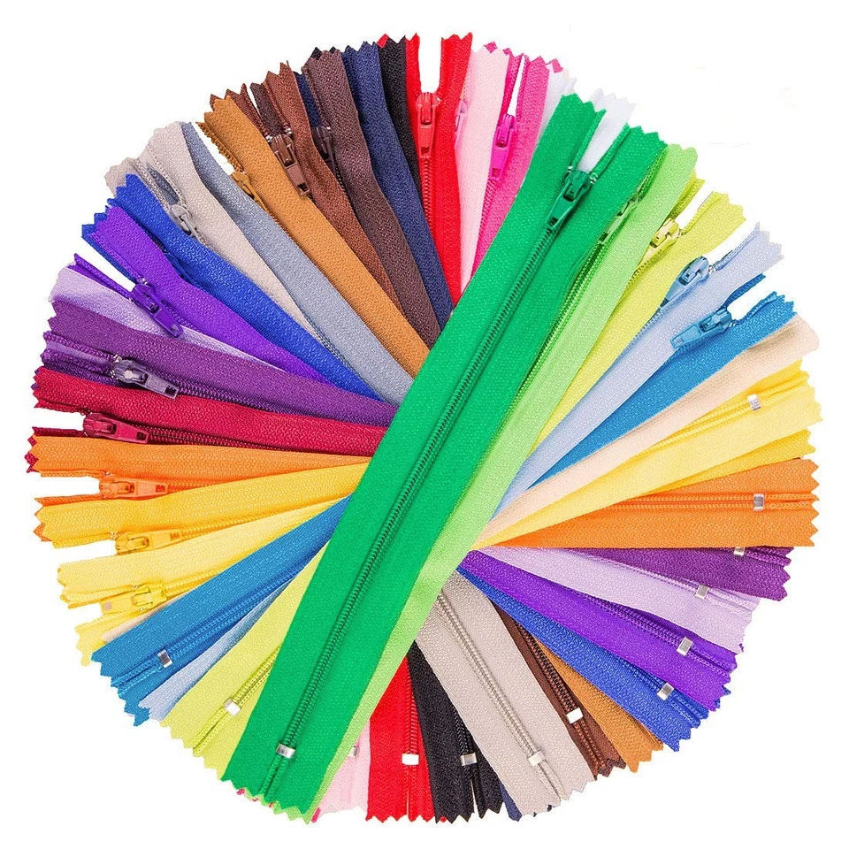 100pcs 9 Inch Nylon Coil Zippers Tailor Sewer BULK for Sewing Crafts 25 Colors