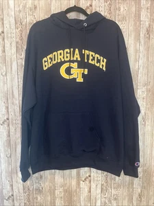 Champion Georgia Tech Navy Blue Pull Over Hoodie Size XL - Bild 1 von 8