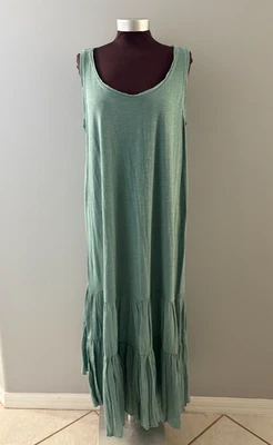 Caslon Maxi Dress Womens Size L Green Sleeveless Tiered Gauzy Comfy Beachy - image 1 of 4