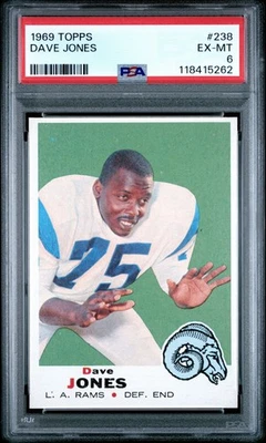 1969 Topps Football Dave "Deacon" Jones #238 Los Angeles Rams Newly Graded PSA 6 - Image 1 of 2