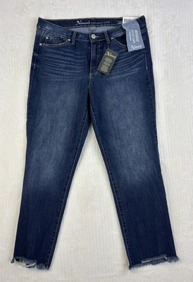 Natural Reflections Denim Dark Wash Jeans Raw Hem At Ankle Easy Fit Crop NWT 14  - Image 1 of 4