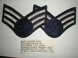 USAF SENIOR AIRMAN E-4 RANK -OBSOLETE - FULL SIZE - 1 PAIR - Picture 1 of 1