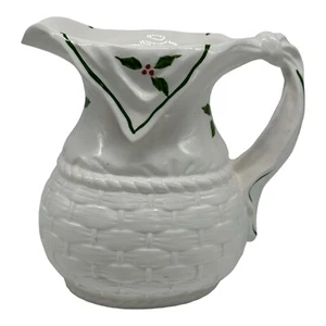Vintage Shafford Original 1986 Christmas Serving Pitcher Napkin Holly 7.5” T - Picture 1 of 11