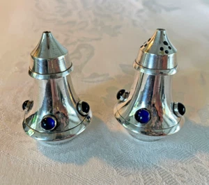 S/P COBALT INDIA VIMANAS STYLE S & P SHAKERS 3" H X 2' W excellent - Picture 1 of 5