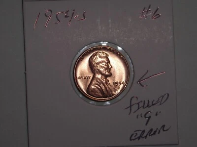 wheat penny 1954 MOLD ERROR RED BU 1954-S LINCOLN CENT LOT#1 UNC - Image 1 of 4