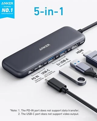 Anker 5-in-1 USB-C Hub Splitter with 4K HDMI/5Gbps USB-C Data Ports/USB-A|Refurb - Image 1 of 4