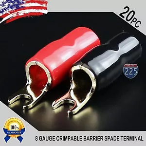 VERGOLDETE SPATENGABEL 8AWG STÄRKEKLEMME SCHWARZ ROT 20 STCK. ISOLIERTER STECKER - Bild 1 von 1