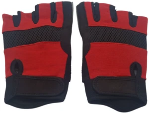 Sports Cycling Gloves, Half Finger Breathable Palm Amara & Back Mesh, Red/Black - Picture 1 of 16