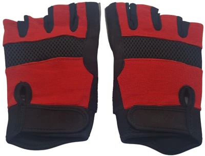 Sports Cycling Gloves, Half Finger Breathable Palm Amara & Back Mesh, Red/Black - image 1 of 4