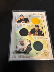 02 Crown Royale triple game worn jersey Sergei Zubov Sergei Samsonov Valeri Bure - Picture 1 of 2