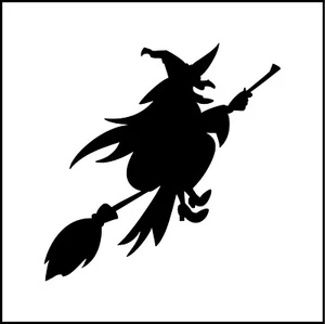 Witch Flying On Broom Vinyl Decal - Picture 1 of 4
