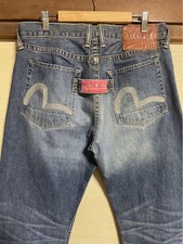 EVISU Embroidered Seagull Logo Denim Pants Jeans 34×34 Used From Japan 