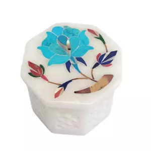 Marmor Schmuckbox Steinschmuckbox Geschenkbox Inlay Pietra Dura Andenkenbox Geschenk - Bild 1 von 3