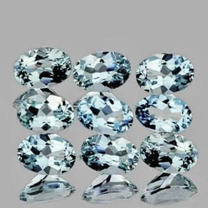 Natur AAA Fire Sky Blue Aquamarin Oval 5x3mm 9 Stück, einwandfrei-VVS Klarheit - Bild 1 von 2