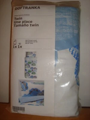 IKEA Twin Duvet Cover w/ Pillowcase Doftranka Blue Green Lyocell Cotton NEW NOS - Image 1 of 4