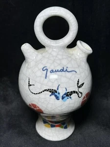 RARE Serran Ventura Gaudi Faux Mosaic Ceramic Wine Bottle 7 1/4” X 4” Unique Art - Picture 1 of 7