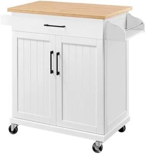 36"H Rolling Kitchen Cart with Drawer Kitchen Island on Wheels Storage Cabinet - Picture 1 of 7