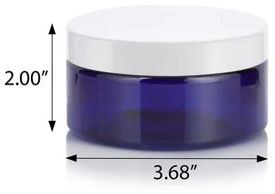 Cobalt Blue PET Plastic (BPA Free) Refillable Low Profile Jar with White Foam Li - Image 1 of 4