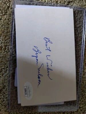 Byron Nelson auto'd 3x5 index card Best Wishes JSA Auth - Image 1 of 2