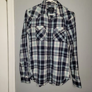 American Eagle Seriously Soft Womens Plaid Long Sleeve Shirt Snap Front... - Picture 1 of 13