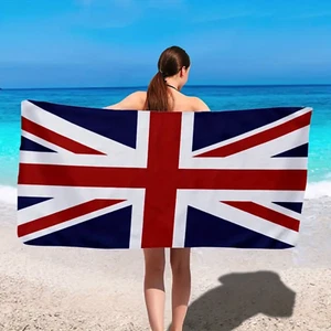 Union Jack 100% Cotton Beach Towel - 152 x 76 cm - Lightweight & Vibrant - Foto 1 di 9