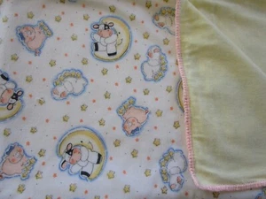 Double Sided Handmade Flannel BABY TODDLER Blanket*Hand Crocheted Edge* 36 X 44 - Picture 1 of 7
