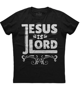 Jesus Is Lord Christian Faith Christian Mens Short Sleeve Cotton Black T-shirt - Picture 1 of 1