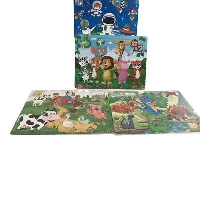 4 Pack Child’s Puzzles Farm Animals Spaceship Farm Dinosaurs 60 Piece Each B4 L2 - Image 1 of 4