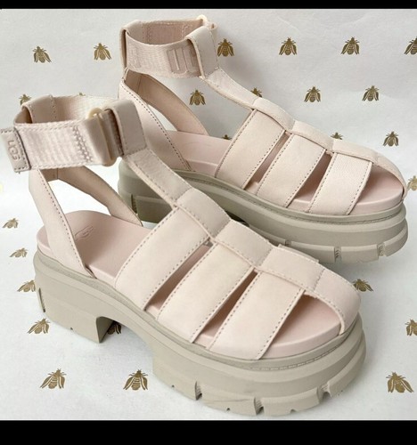 Sandali donna UGG Ashton blush rosa e beige plateau gladiatore cinturini ballo 8