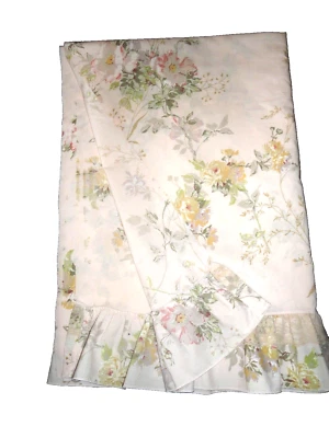 VINTAGE SPRINGMAID BILL BLASS LACE PINK GREEN FLORAL (1) TWIN FLAT SHEET 72X90 - Image 1 of 4