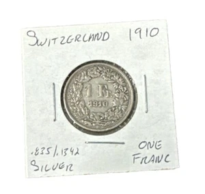 1910 Switzerland One 1 Franc Silver Circulated Coin Swiss - Picture 1 of 2