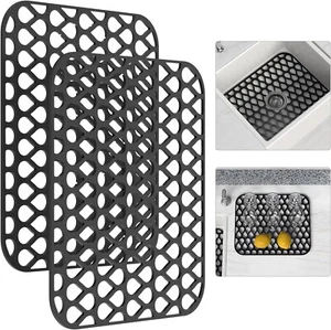 TOOVEM 2 Pack Sink Protectors for Kitchen Sink Grid Non-Slip Folding Sink Mat - Picture 1 of 7