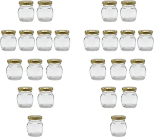 2Oz Glass Jar with Gold Lid for Honey Jam Spice Pack of 24 Sets - Picture 1 of 12
