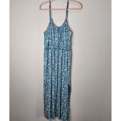 Lucky Brand макси платье XL синий белый цветочный без рукавов Cottagecore сарафан - Изображение 1 из 4