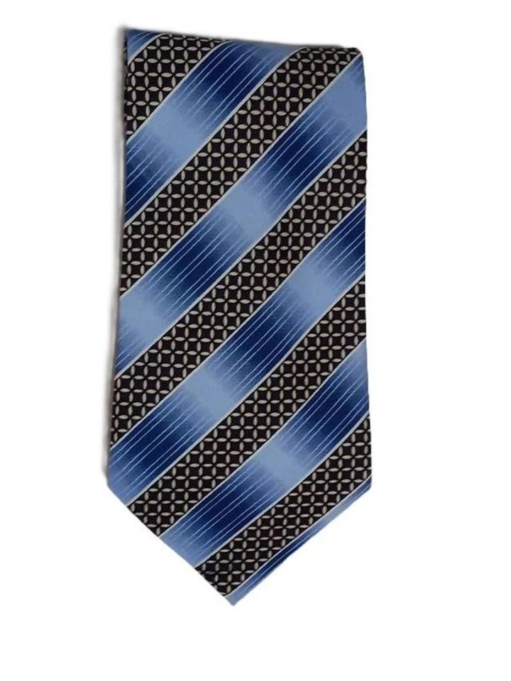 Clericci 经典领带蓝色/黑色 100% 聚酯纤维 #034...全新 — 第 1/1 张图片