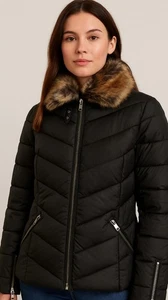 Neu ohne Etikett - Neuer Barbour International Daunen-Steppmantel mit abnehmbarem Fellbesatz - Bild 1 von 11