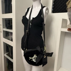 Juicy Couture velour crossbody Silver Gold Glitter Bag Purse Adjustable w/ charm - Picture 1 of 17