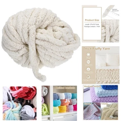 Chunky Garn Dickes Flauschgarn Handstrick Chenille Decke Kissen Teppich Schal... - Bild 1 von 4