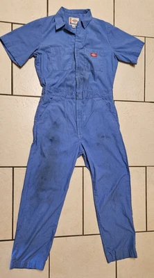5Pk Dickies Coveralls M Tall Blue Short Sleeve Full Zip Bib Workwear Mechanic - Image 1 of 4