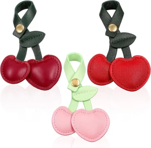 3 Stck. Kirsche Taschenanhänger für Frauen Niedlich PU Leder Schlüsselanhänger für Handtasche, Handtasche & - Bild 1 von 12