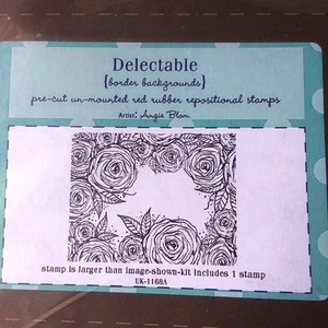 Red Rubber Stamp Background from Unity Stamp Delectable A2 size - Picture 1 of 5