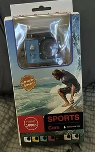 Sports Cam Full HD 1080P Waterproof 30M 2" Screen Blue New - Picture 1 of 8