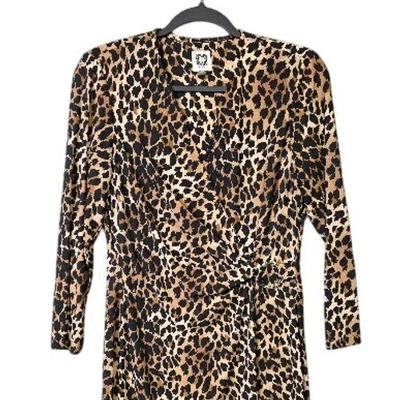 Anne Klein женщин леопард печать длинным рукавом искусственного надежном платье - размер 6 - Изображение 1 из 4