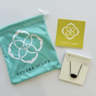 Kendra Scott Elisa Oval Pendant Necklace in Gunmetal and Black Drusy- Brand New! - Image 1 of 4