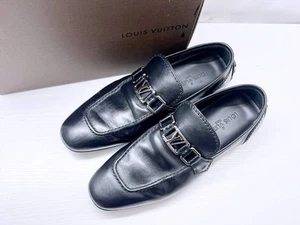 Louis Vuitton Men's Loafers Size LV5.5 Leather Black Monte Carlo LV buckle - Picture 1 of 24