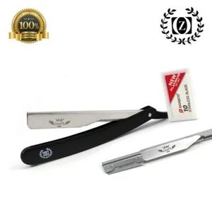 ZEEPK BLACK BARBER SALON CUT THROAT SHAVETTE STRAIGHT RAZOR RASOIRS + 10 BLADES - Picture 1 of 1