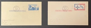 CANAL ZONE 2 FIRST DAY COVERS 11-1-58 POSTAL CARD UX12 AND AIR POSTAL CARD UXC1 - Picture 1 of 2