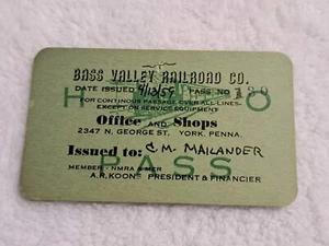 Bass Valley Railroad Co. Train Pass - Picture 1 of 2