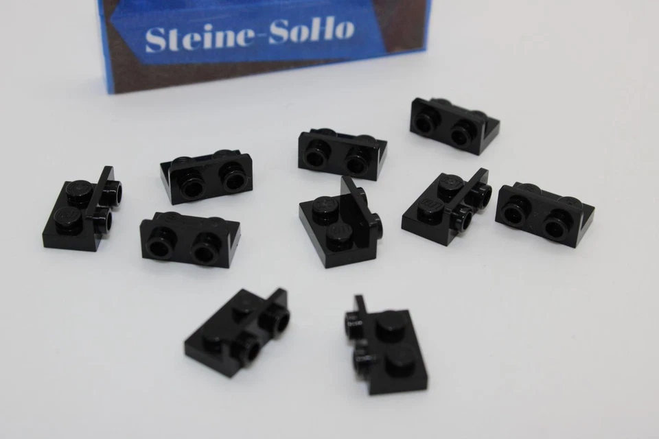 Lego (c) 10x Winkelplatte - 1x2 1x2 - 99780- schwarz - black - bracket - invert